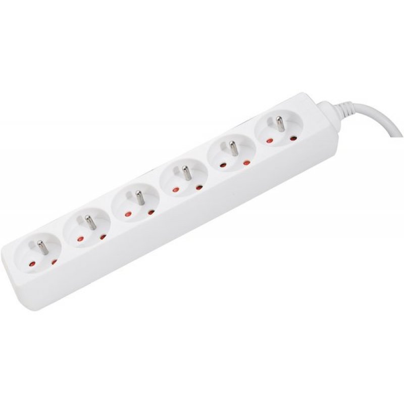 Power Strip  without switch+ 0,80 m/ 6 Outlets/ White