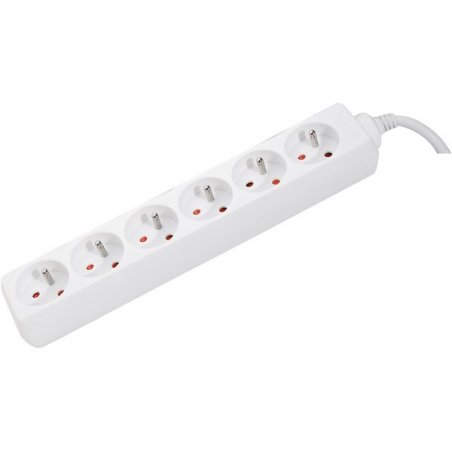 Power Strip  without switch+ 0,80 m/ 6 Outlets/ White