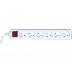 DEXLAN Power Strip with Switch+0,80 m Cable- 6 Outlets