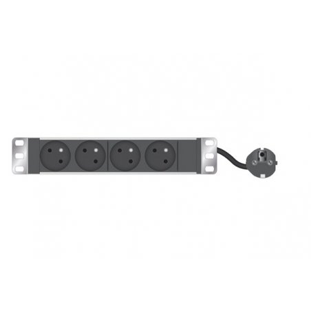 1U standard French PDU for 10" Cabinet/ 4 Outlets