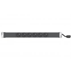 Multiprise rackable 19" 6 prises cordon C14 2,3 m 10 A -1U -câble : H05VVF 3 x 1,5 mm