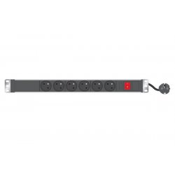 1U standard French PDU for 19" cabinet+SW/ 6 outlets