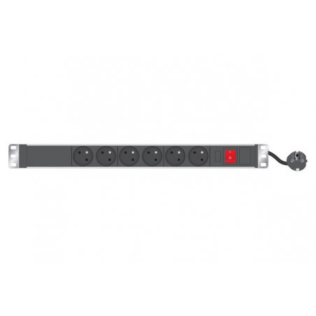 1U standard French PDU for 19" cabinet+SW/ 6 outlets