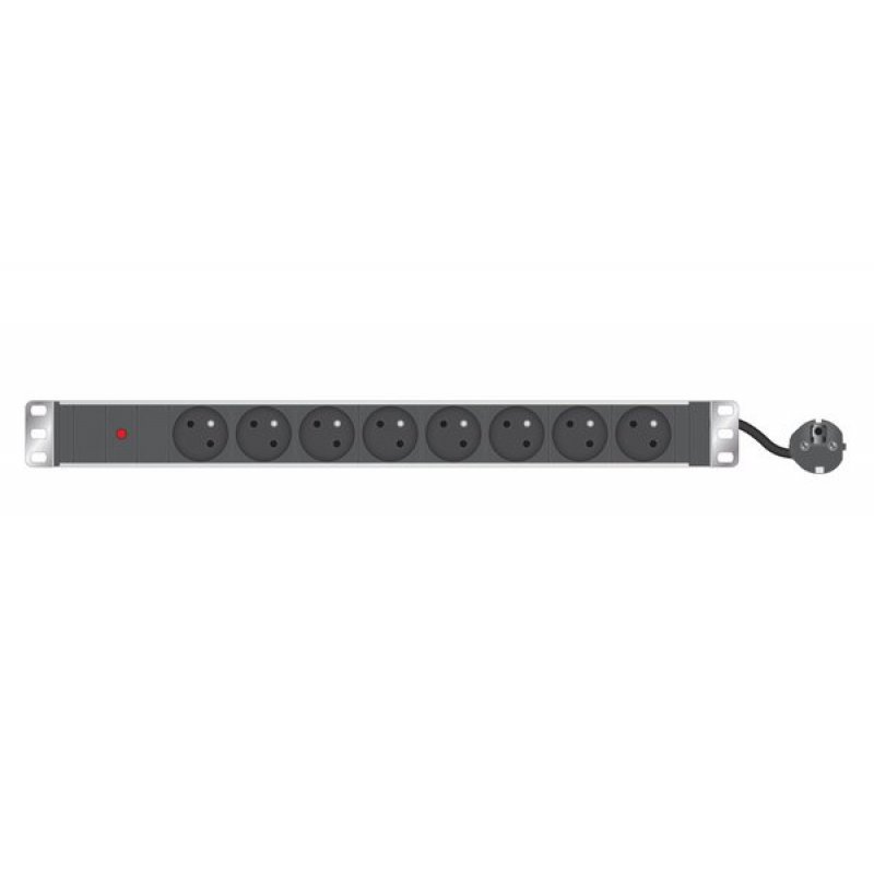 1U standard French PDU for 19" cabinet+SW/ LED/ 8 outlets
