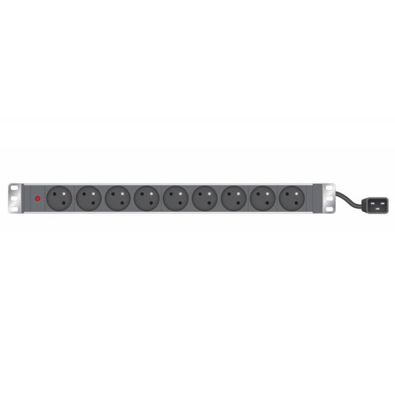 1U standard french pdu for 19" cabinet/ 9 outlets/ C20 plug