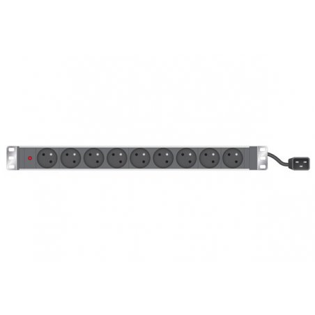 1U standard french pdu for 19" cabinet/ 9 outlets/ C20 plug
