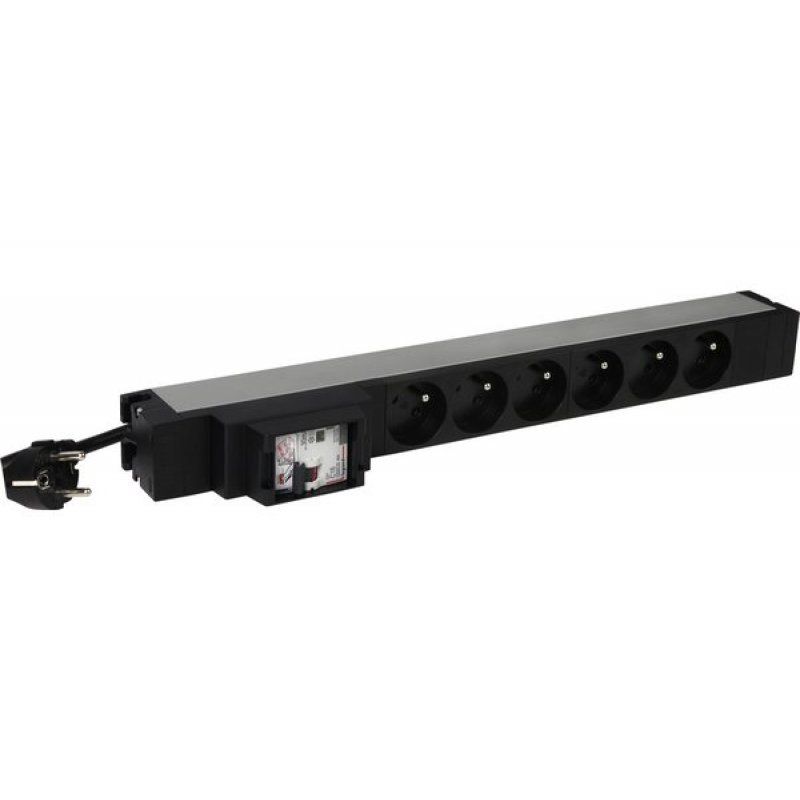LEGRAND 19" 1U PDU W/ 6 FR SOCKETS W/ 30 mA CIRCUIT BREAKER
