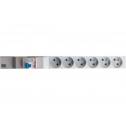19" 1U pdu W/6 french sockets w/circuit breaker