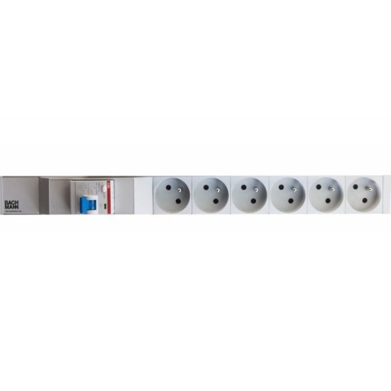 19" 1U pdu W/6 french sockets w/circuit breaker