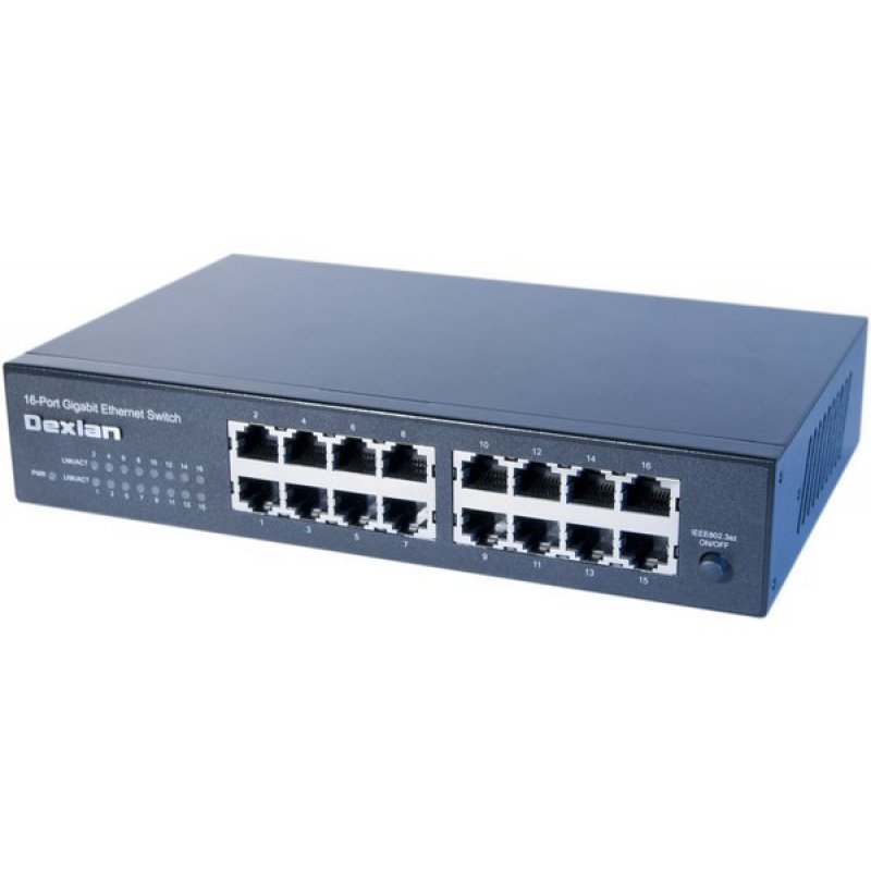 DEXLAN switch 16 ports gigabit rackmount 10" & 19"