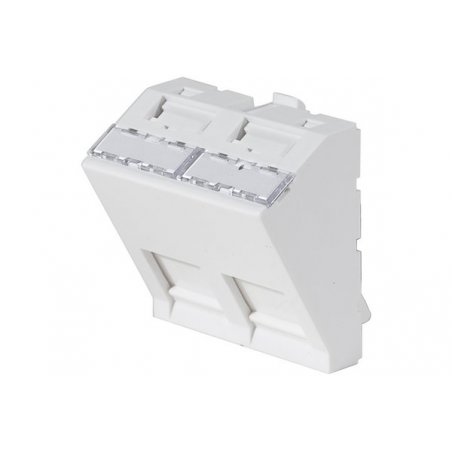 Wall plate with 30° angle for 2 x RJ45 outlets- 45 x 45 mm
