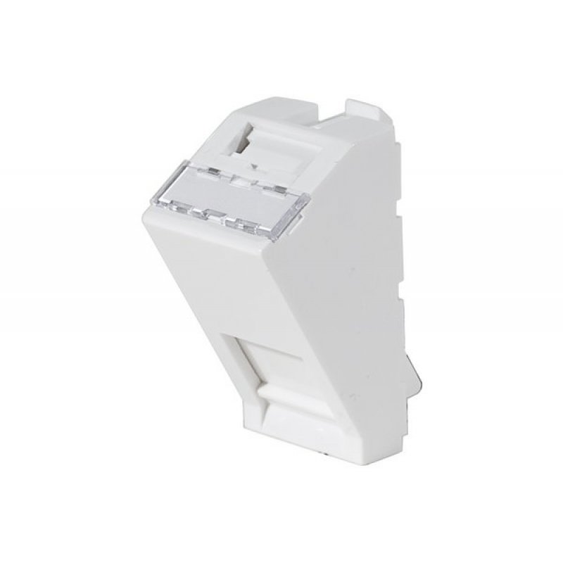 Wall plate with 30° for 1 x RJ45 outlet- 45 x 22,5