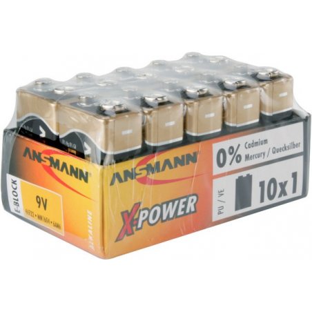ANSMANN 5015711 6LR61Lot de 10 piles 1,5 Volts.