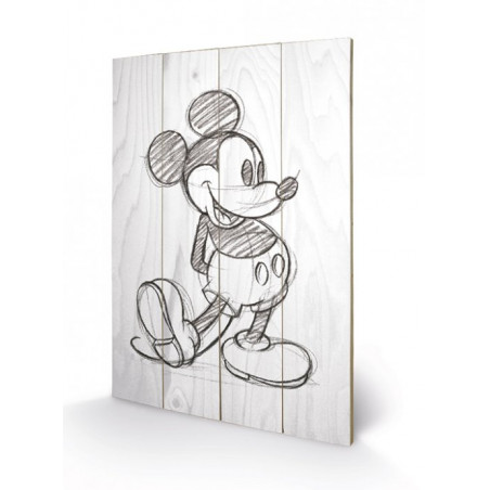 DISNEY - Mickey Mouse Black / White - Impression sur bois 40x59cm