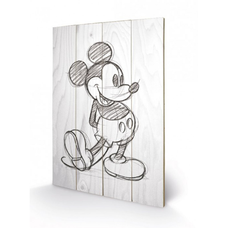 DISNEY - Mickey Mouse Black / White - Impression sur bois 40x59cm