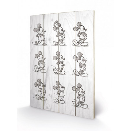 DISNEY - Mickey Mouse Multi Black / White - Impression sur bois 40x59c
