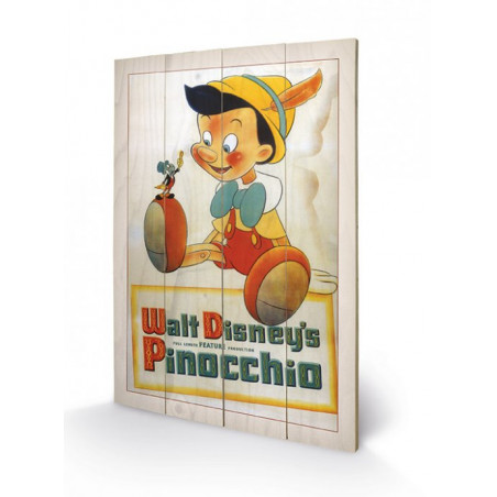 DISNEY - Pinocchio Conscience - Impression sur bois 40x59cm