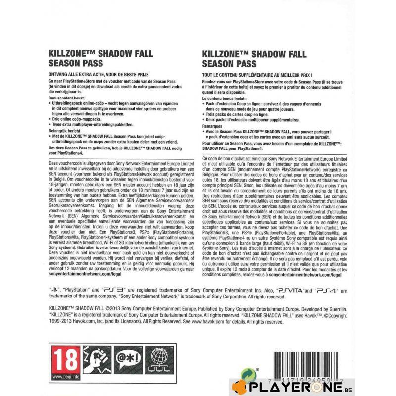 Playstation Network - Killzone Shadow Fall Season Pass (Belgium Only)