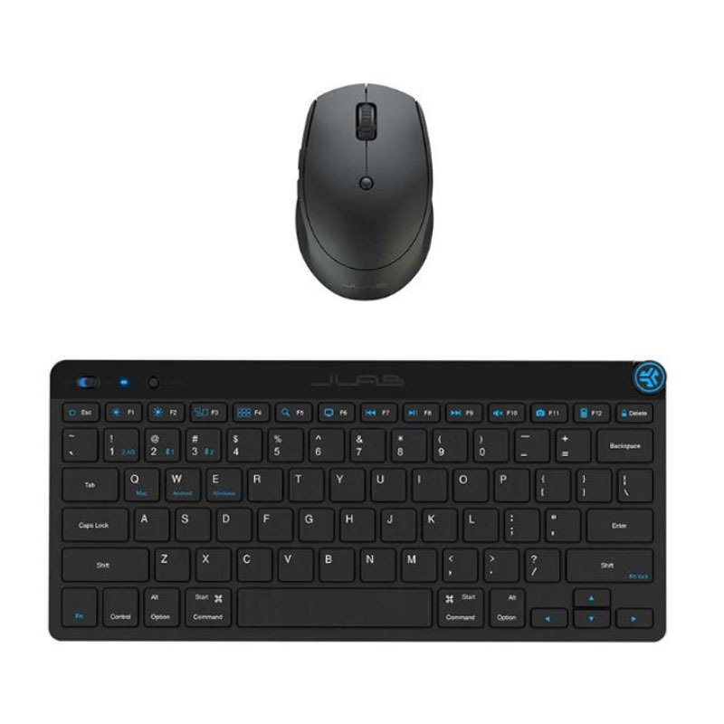 JLab Go GO Wireless Bluetooth Tastatur und Maus-Set DE-Layout, Mehrere Verbindungsoptionen, Multifunktionaler Medienregl
