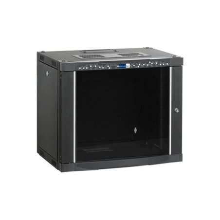 26U assembled case, 600mm depth, glass front, black