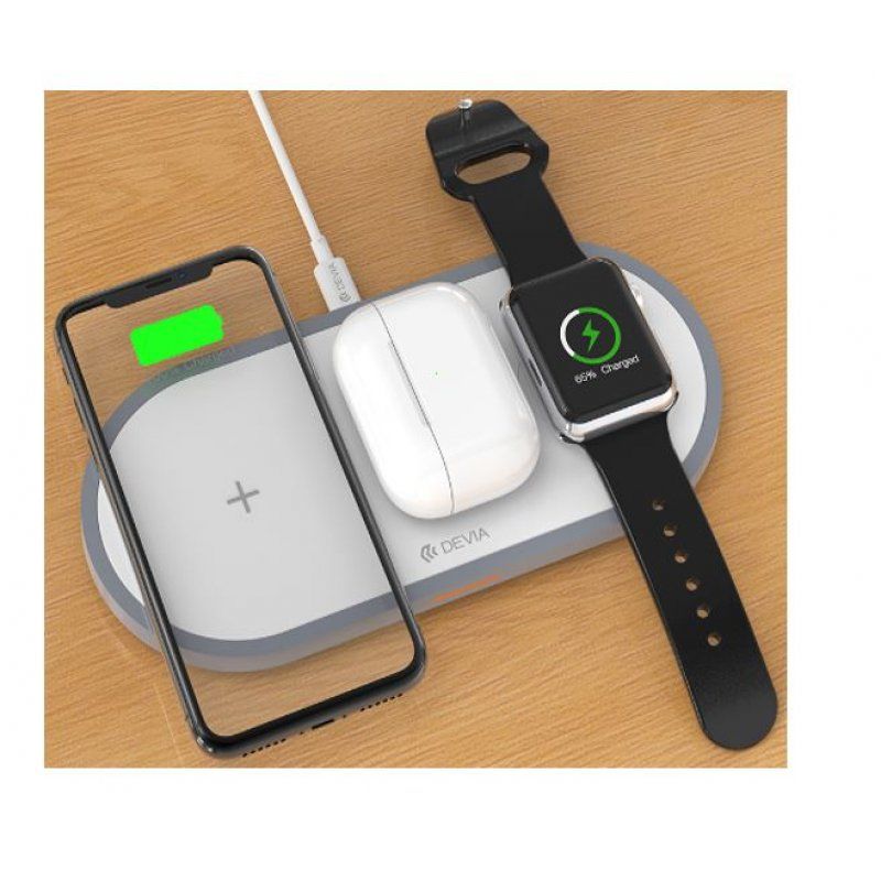 Devia 3In1 Charger for smart phone & Applewatch & Earphone V4 (10W) white