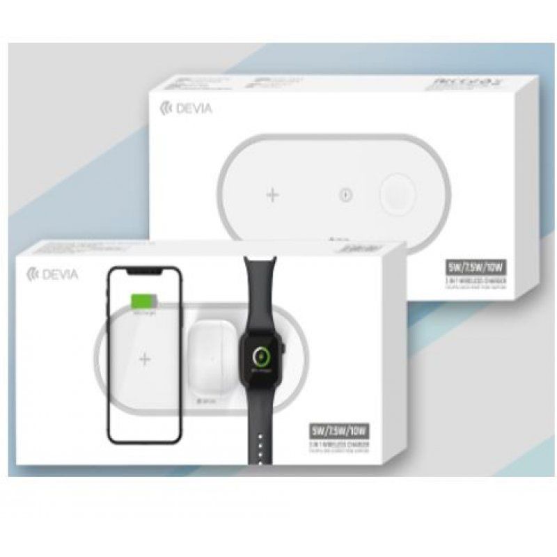 Devia 3In1 Charger for smart phone & Applewatch & Earphone V4 (10W) white