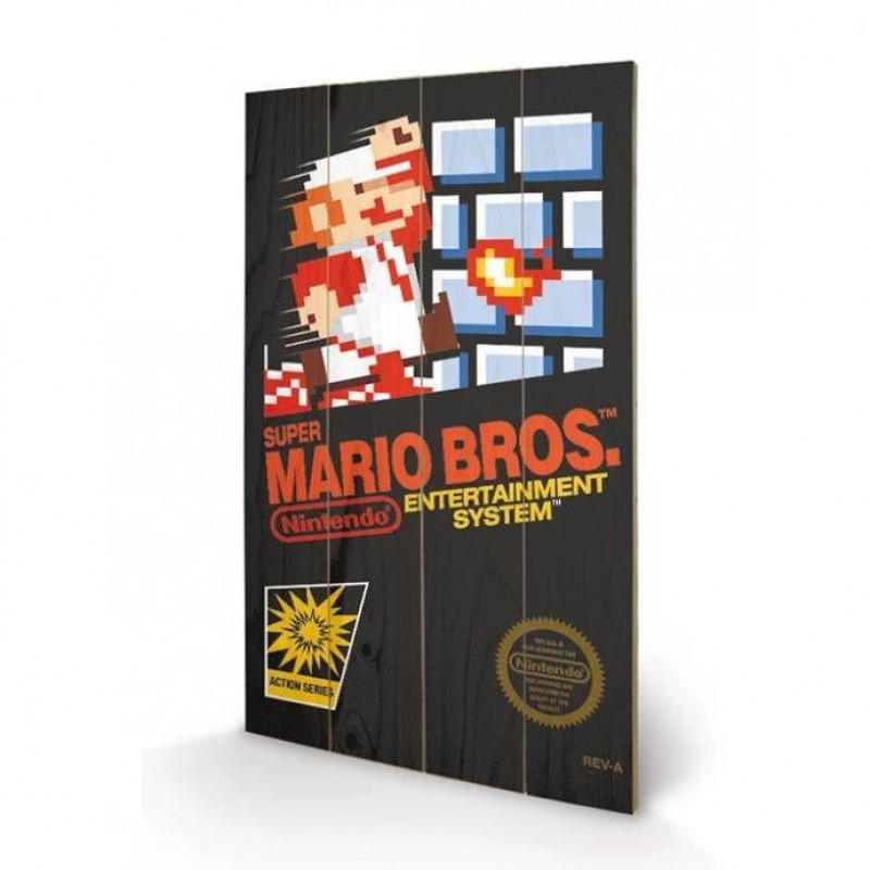NINTENDO - Super Mario Bros NES Cover - Impression sur bois 40x59cm