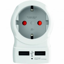 Skross - World Travel Adapter Europe to Europe + 2 USB