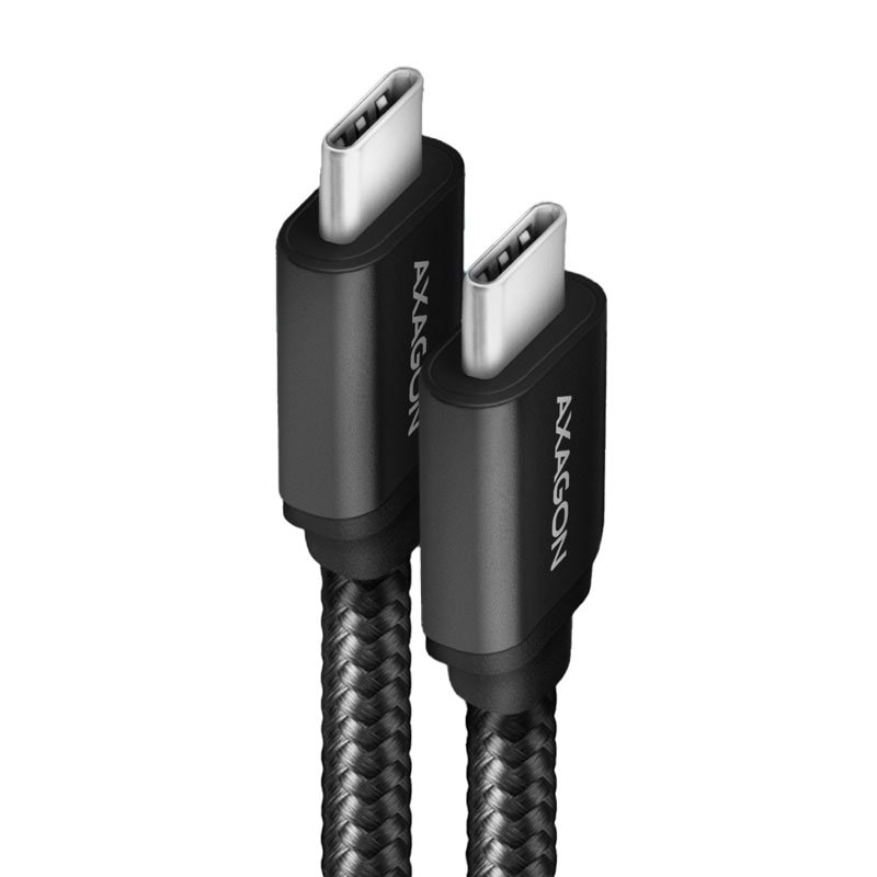 AXAGON BUCM2-CM20AB Ladekabel USB-C zu USB-C 2.0, 2 m, PD 240 W 5 A, ALU - Schwarz
