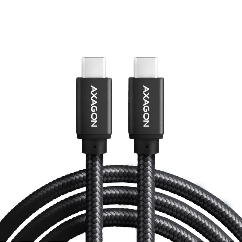 AXAGON BUCM-CM10AB USB-C zu USB-C 2.0 Kabel, 1,5m, PD 60W, 3A, geflochten - schwarz