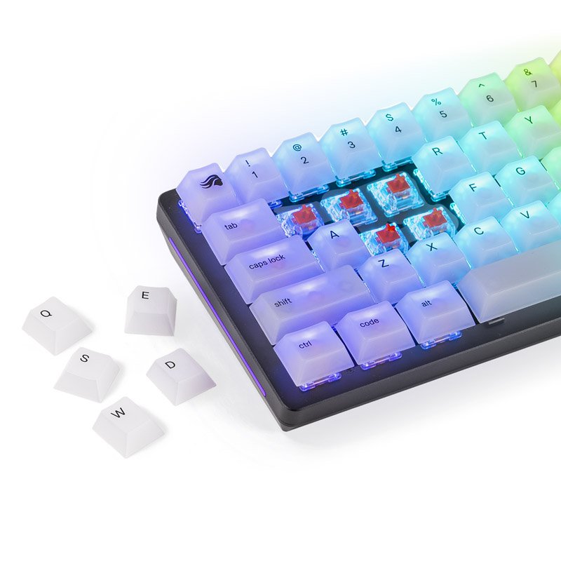 Glorious Polychroma RGB Keycaps - 115 Keycaps, ANSI, US-Layout, semi-transparent