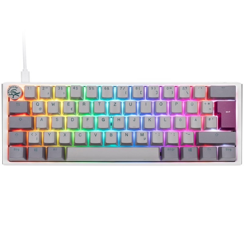 Ducky One 3 Mist Grey Mini Gaming Tastatur, RGB LED - MX-Blue