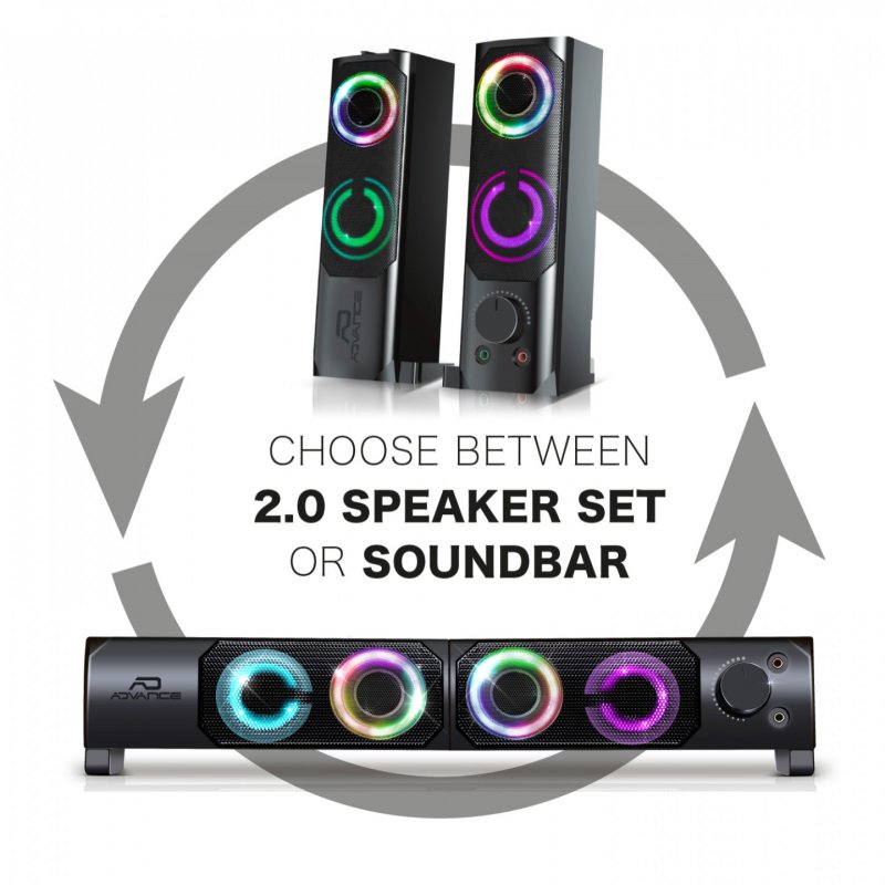 ADVANCE SoundPhonic 2.0 RGB loudspeaker 2-way Black Wired 6 W