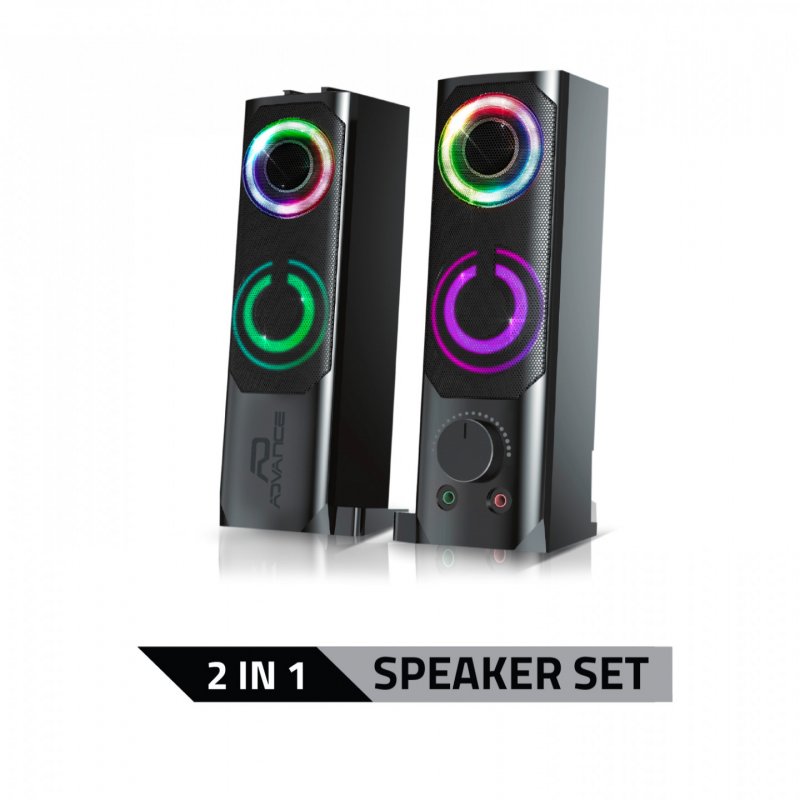 ADVANCE SoundPhonic 2.0 RGB haut-parleur 2-voies Noir Avec fil 6 W