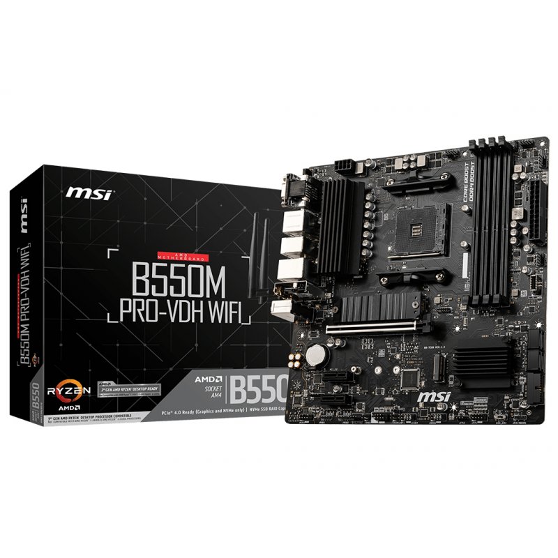 MSI compatible B550M Pro-VDH WiFi, AMD B550 Mainboard - Sockel AM4