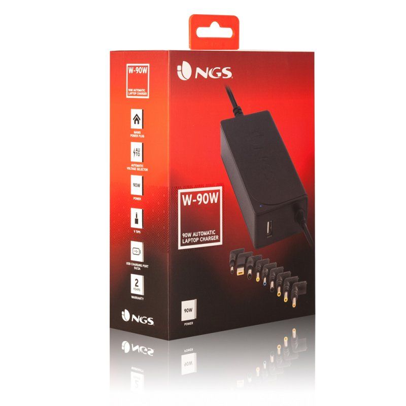 Chargeur universel NGS compatible pour ordinateur portable 90W (9 embouts)