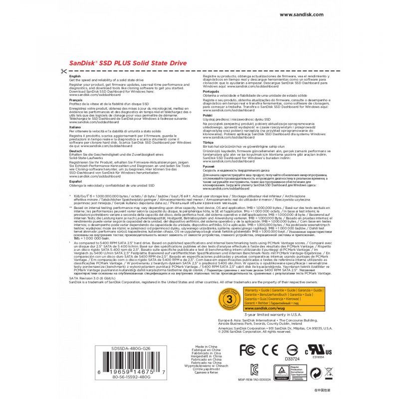 SanDisk SSD PLUS - Solid-State-Disk - 480 GB - SATA 6Gb/s