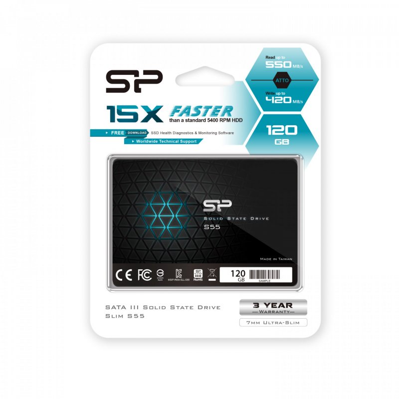 Disque Dur SSD Silicon Power compatible S55 - 120 Go S-ATA3