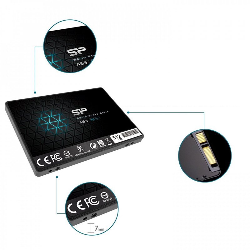 Disque Dur SSD Silicon Power compatible Ace A55 - 512Go S-ATA