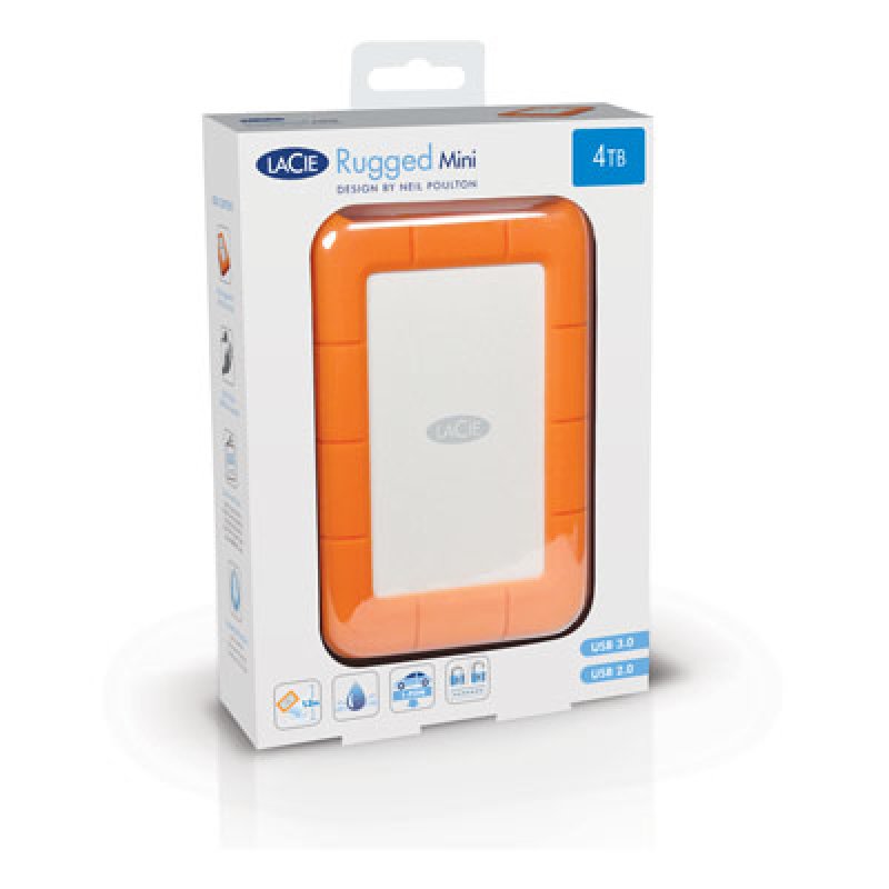 Disque Dur Externe LaCie compatible Rugged Mini 2To (2000Go) USB 3.0 - 2,5" (Orange/Gris)