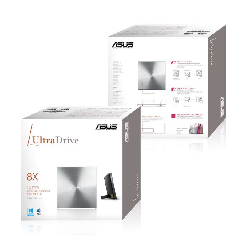 ASUS SDRW-08U5S-U lecteur de disques optiques DVD Super Multi DL Métallique