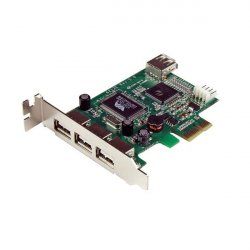 StarTech.com 4 Port USB 2.0 HighSpeed PCI Express Low Profile Schnittstellenkarte - 1 x USB 2.0 intern (Buchse) 3 x USB