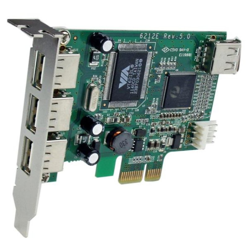 StarTech.com 4 Port USB 2.0 HighSpeed PCI Express Low Profile Schnittstellenkarte - 1 x USB 2.0 intern (Buchse) 3 x USB