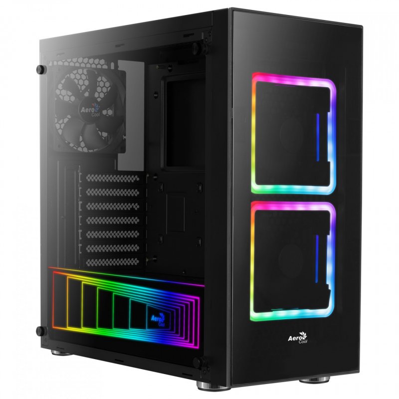 Boitier Moyen Tour ATX AeroCool compatible Tor RGB avec panneaux vitrés (Noir)