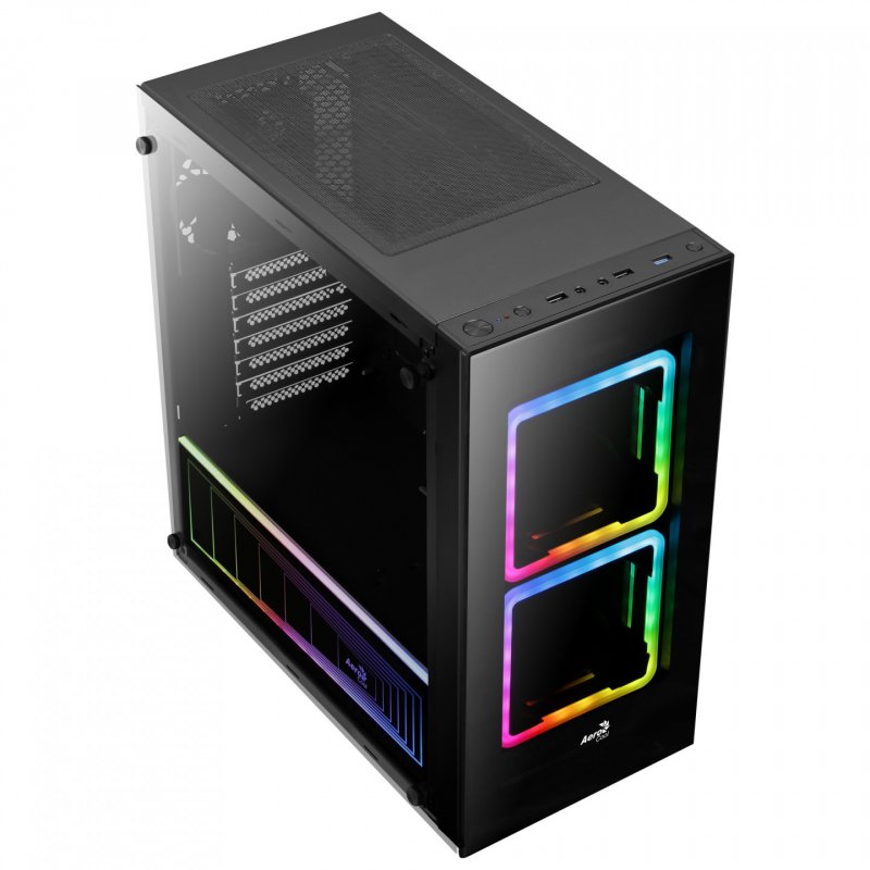 Boitier Moyen Tour ATX AeroCool compatible Tor RGB avec panneaux vitrés (Noir)