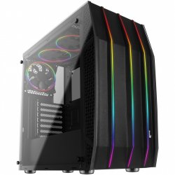 Boitier Moyen Tour ATX AeroCool compatible Klaw RGB avec panneaux vitrés (Noir)