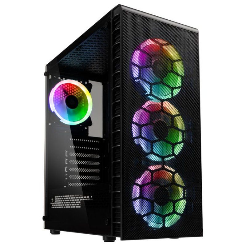 Boitier Moyen Tour ATX Kolink compatible Observatory Lite Mesh RGB avec panneaux vitrés (Noir)
