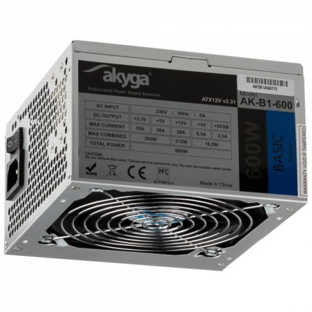 Akyga AK-B1-600 unité d'alimentation d'énergie 600 W 20+4 pin ATX ATX Gris