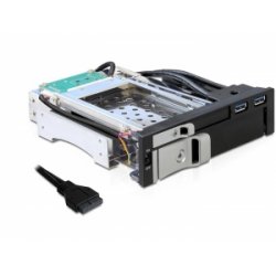 Rack amovible DeLock 5"1/4 pour 1x disque dur S-ATA 2"1/2, 1x 3"1/2 et 2x USB 3.0
