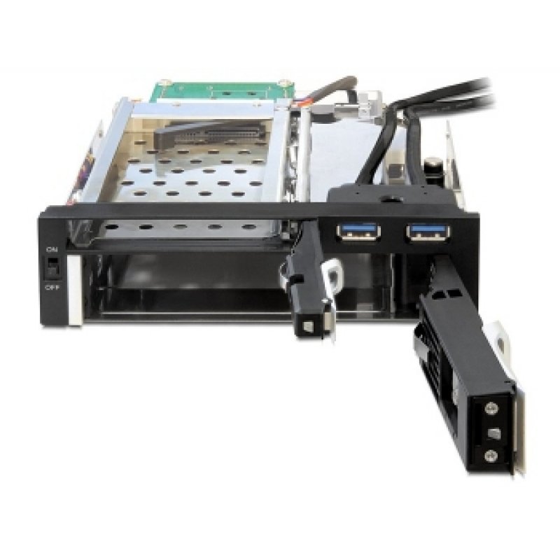 Rack amovible DeLock 5"1/4 pour 1x disque dur S-ATA 2"1/2, 1x 3"1/2 et 2x USB 3.0